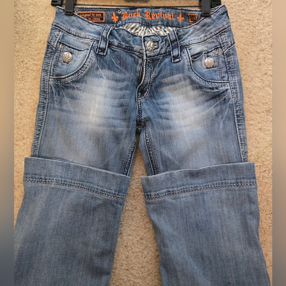 Rock Revival Faded Blue Denim Jeans - Picture 8 of 8